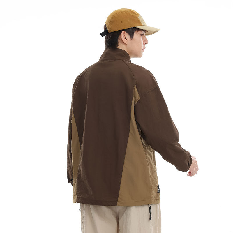 Herren leichter Nylon-Anorak mit Halbreißverschluss, Kordelzugsaum und Raglanärmeln Drune