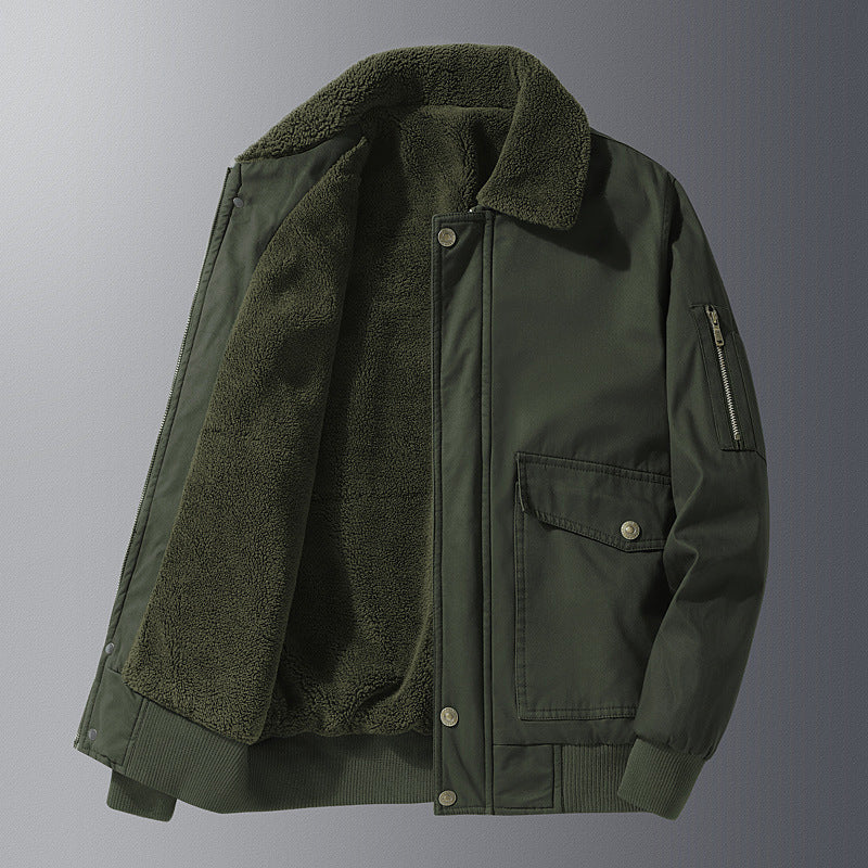 Herren Thermo-Pilotenblouson mit durchgehendem Teddyfleece, Pattentaschen und Ärmel-Organizer Drune