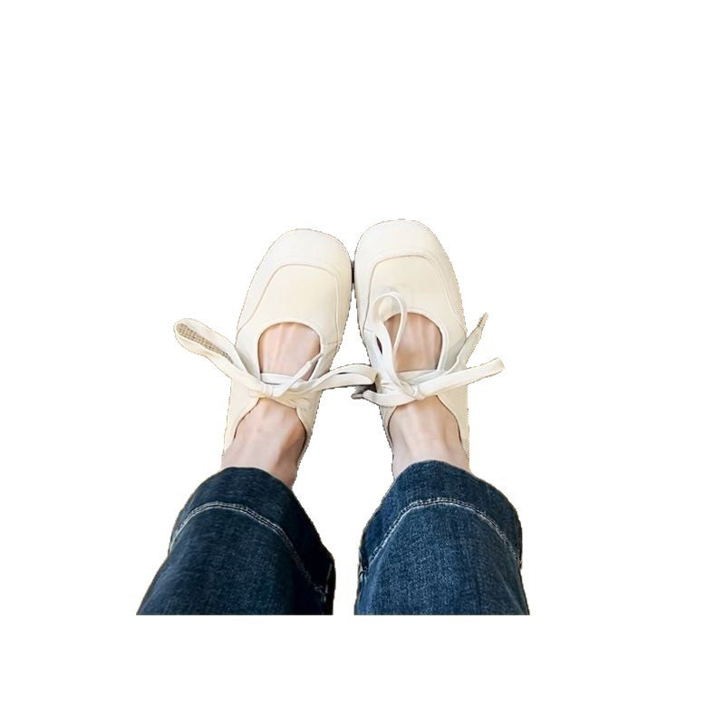 Damen Bequeme Schnürer im Retro‑Ballerina‑Look mit verstecktem Keil und Komfortfußbett Drune