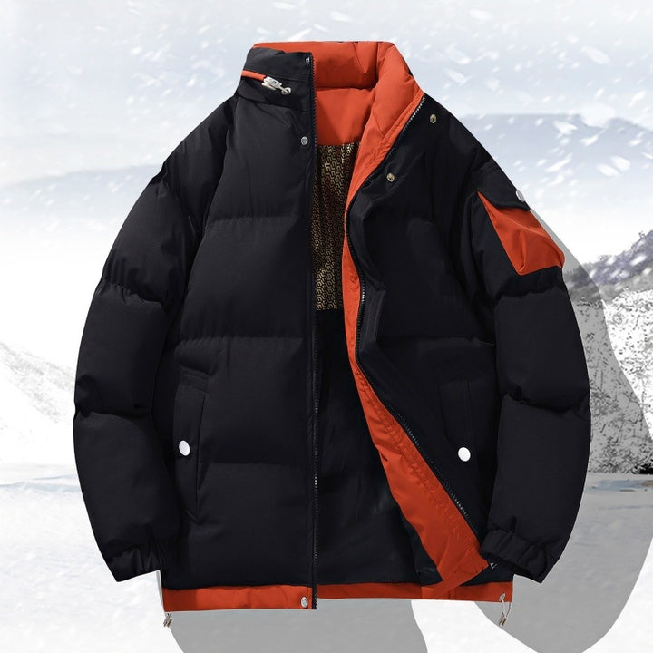 Herren Warme Wattierte Outdoor-Steppjacke mit hohem Stehkragen, Kontrast-Innenfutter & Utility-Ärmeltasche Drune