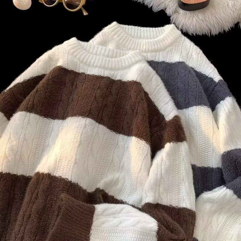 Damen Lässiger Strickpullover mit Zopfmuster Drune