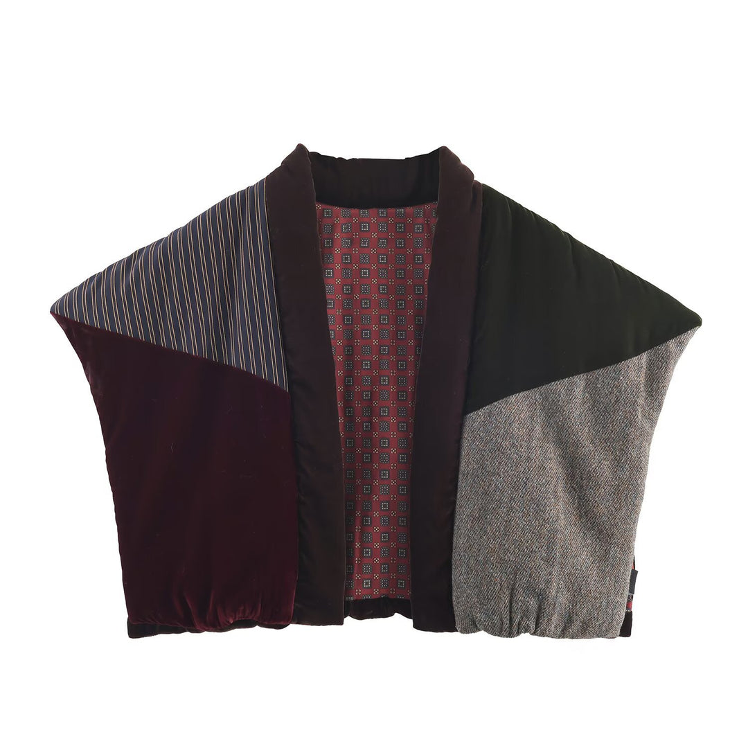 Damen Gestepptes Patchwork-Weste mit voluminösem Schalkragen Drune