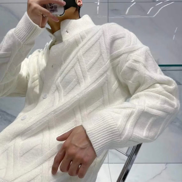 Herren Modische Strickjacke mit einem eleganten Zopfmuster Drune