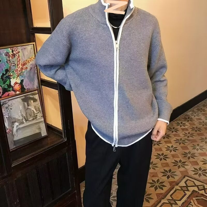 Herren Modische Strickjacke mit Stehkragen Drune