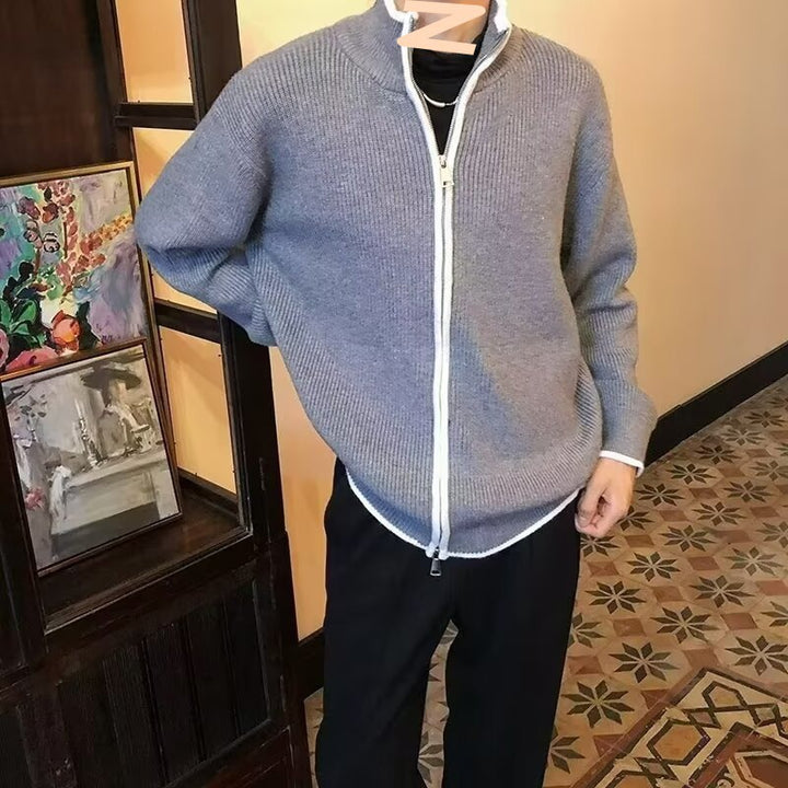 Herren Modische Strickjacke mit Stehkragen Drune