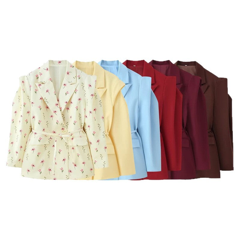Damen modischer Blazer mit taillierbarem Gürtel und oversized Schnitt Drune