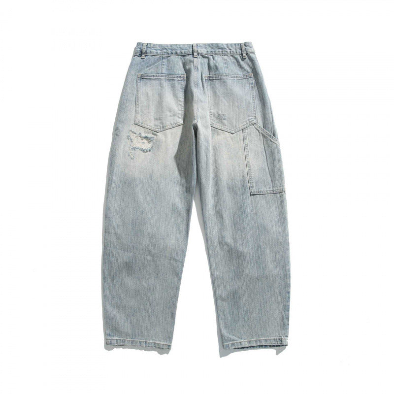 Unisex Weite Vintage-Jeans mit Distressed-Details und geradem Bein Drune