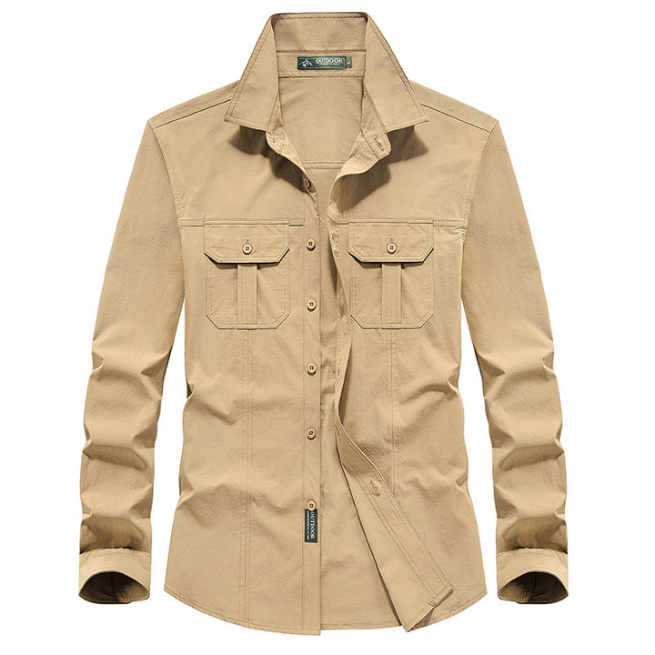 Herren Outdoor-Hemd mit Brustklappen, Ripstop-Gewebe und Regular-Fit Drune