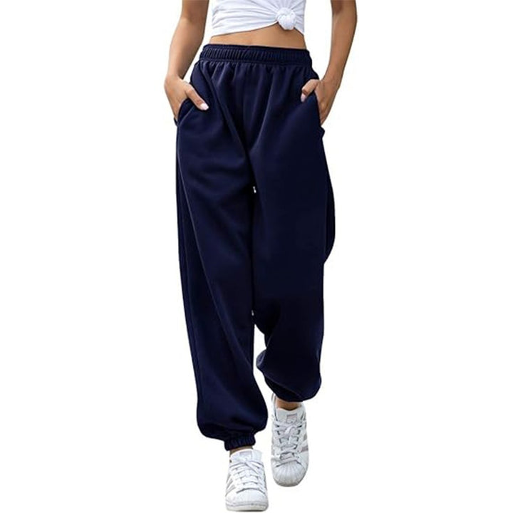 Damen nan Cozy-Sweat-Palazzohose mit hohem Komfortbund, integriertem Kordelzug und gerafften Knöchelabschlüssen Drune