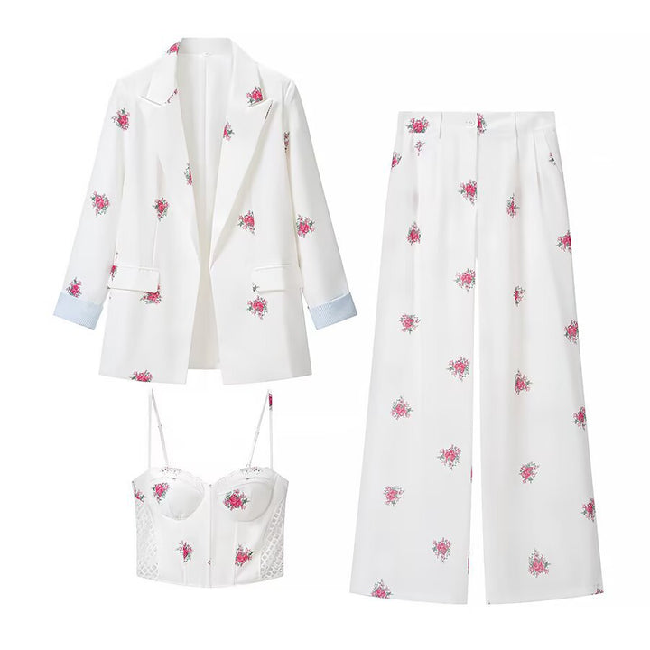 Damen Lockerer Longline-Blazer mit floralem Allover-Print und Pattentaschen Drune