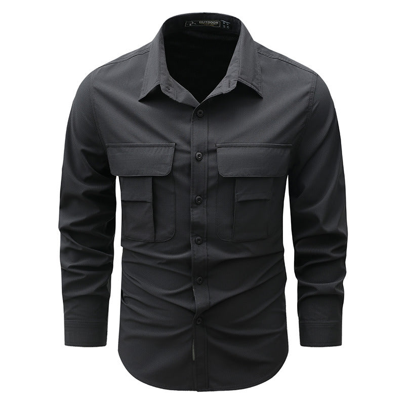 Herren nan robustes Outdoor-Utility-Hemd mit verschließbaren Brustklappen und Ripstopgewebe Drune