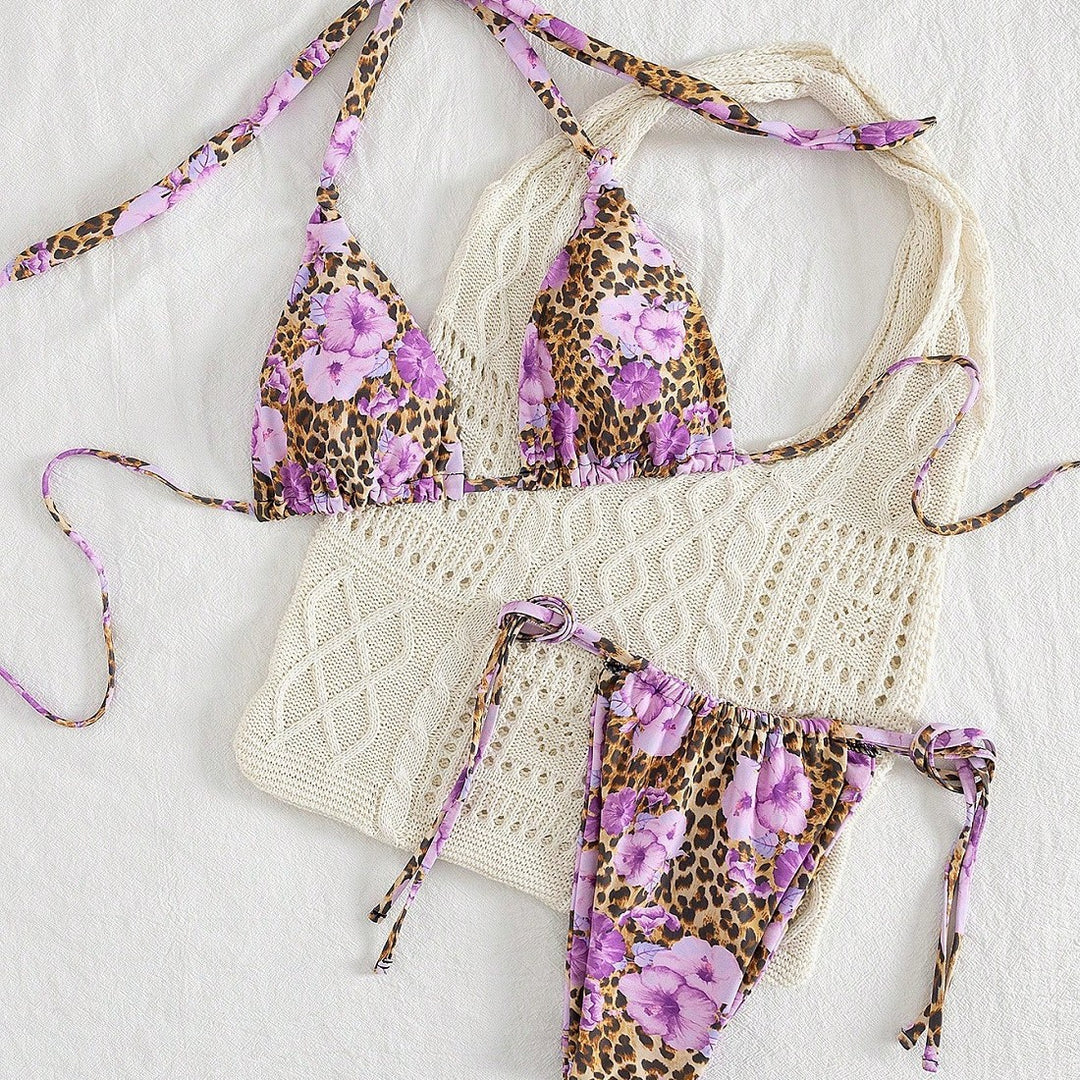 Damen Triangel-Bikini-Set mit raffiniertem Häkeloberteil Drune
