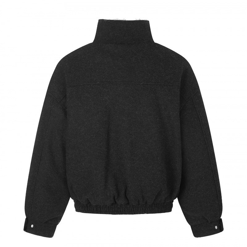 Damen Kurzer Wollmix‑Blouson im Flight‑Style mit Teddyfutter und aufgesetzten Pattentaschen Drune