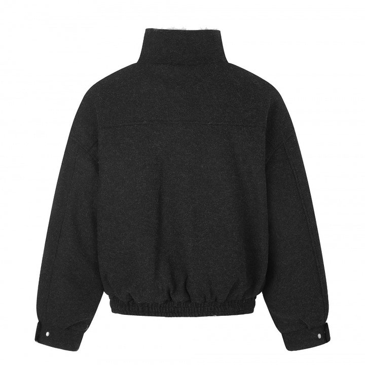 Damen Kurzer Wollmix‑Blouson im Flight‑Style mit Teddyfutter und aufgesetzten Pattentaschen Drune