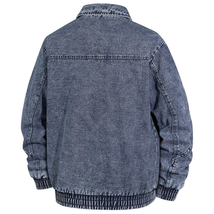 Herren Übergroße Jeans-Bomberjacke mit Stone-Wash, Reißverschluss und geripptem Saum Drune