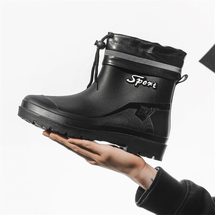 Herren Kurze wasserdichte Regenstiefelette mit Kordelverschluss und profiliertem Outdoor-Sohlendesign Drune