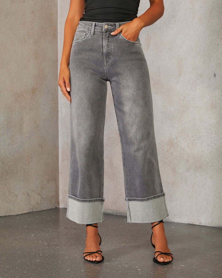 Damen Weit geschnittene Jeans mit umgeklapptem Saum Drune