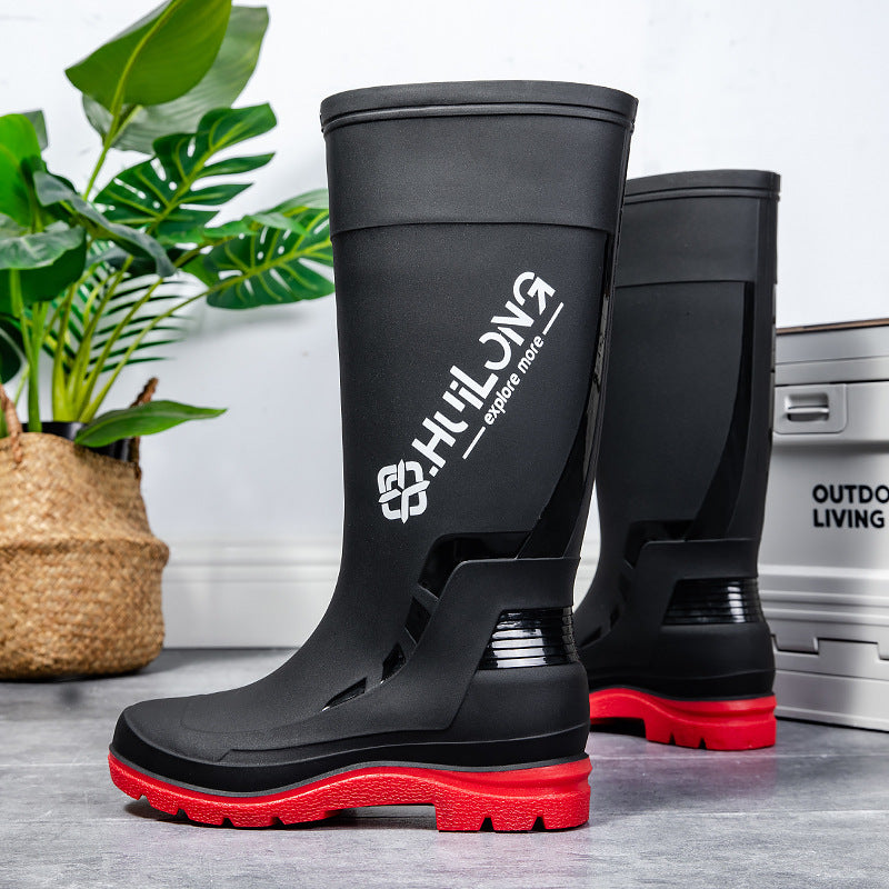 Herren Wasserdichte Gummistiefel mit verstellbarem Schaftabschluss und profiliertem Dämpfungssohlensystem Drune