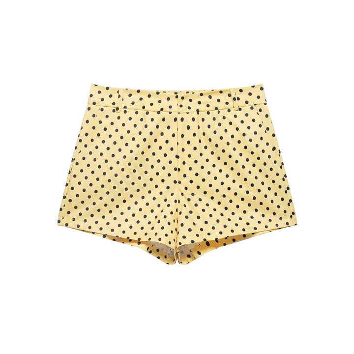 Damen nan weite High-Waist Schlaghose mit Punkteprint und elastischem Bund Drune