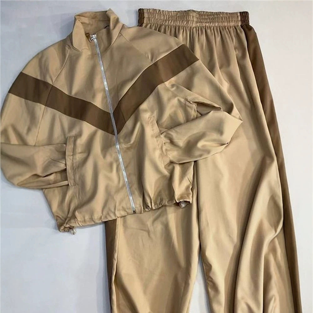 Damen Retro-Trainingsanzug mit Reißverschlussjacke und elastischer Bundhose Drune