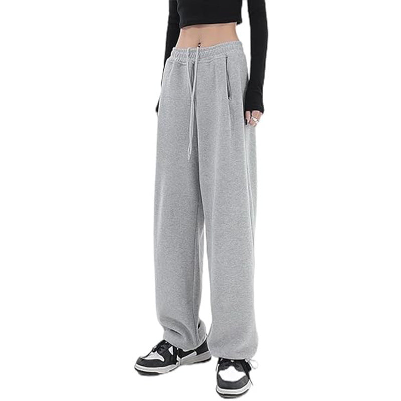 Damen nan lockerfallende Palazzohose aus Sweat mit hochgeschnittenem Komfortbund, Tunnelzug und seitlichen Eingrifftaschen Drune