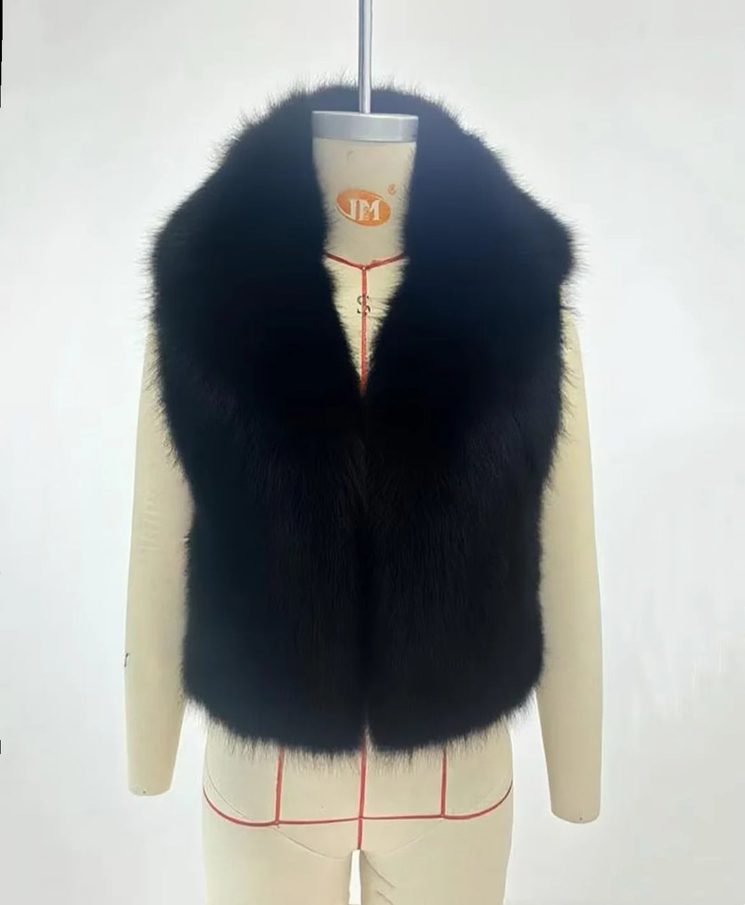 Damen nan luxuriöse Kunstfell-Weste mit voluminösem Schalkragen und verkürzter Silhouette Drune