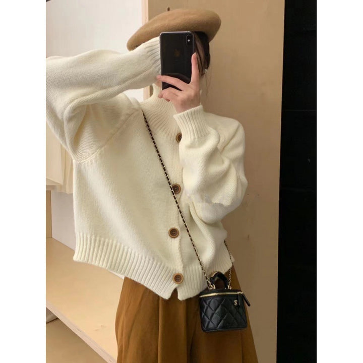 Damen Casual Strickjacke mit kontrastierenden Knöpfen und lässigem Schnitt Drune