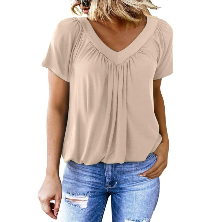 Damen V-Ausschnitt Bluse mit weichem Fall und modischem Schnitt Drune