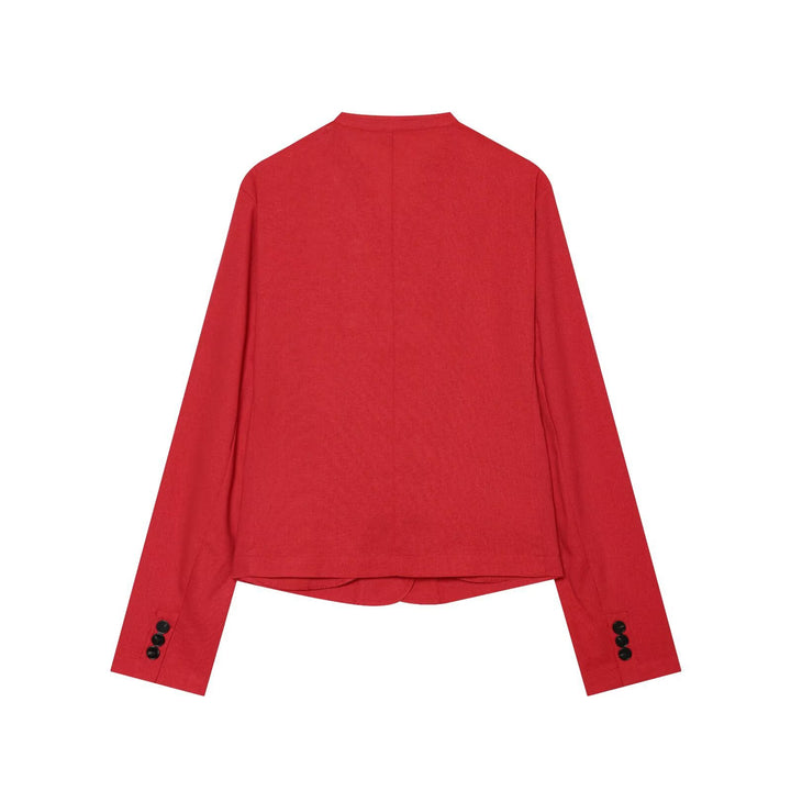 Damen Leichte taillierte Blazerjacke mit Stehkragen und Drei-Knopf‑Verschluss Drune