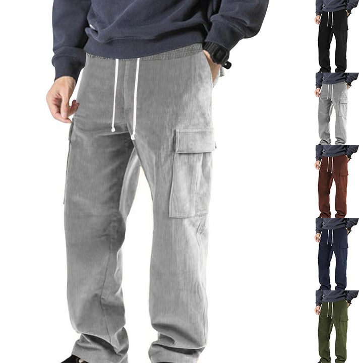 Herren Cordhose im Cargo-Stil mit Kordelzug und aufgesetzten Taschen Drune