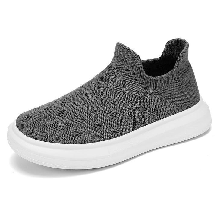 Damen nan sockenähnlicher Strick-Slipper mit perforiertem Lochmuster und stoßdämpfender Plateausohle Drune