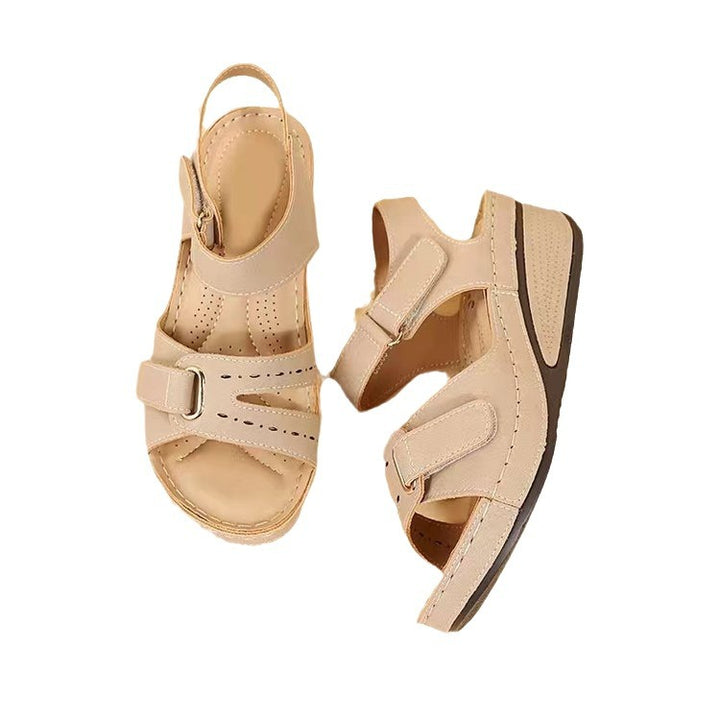 Damen Komfort-Sandalen mit verstellbaren Klett- und Schnallenriemen sowie ergonomischem Fußbett Drune