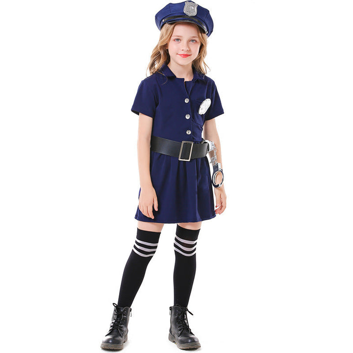 Mädchen Polizeikostüm mit Rock und Modischen Accessoires Drune