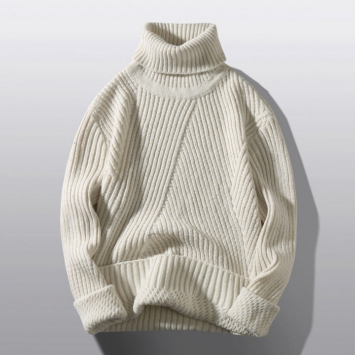 Herren Strickpullover mit hohem Kragen und strukturiertem Zopfdesign Drune