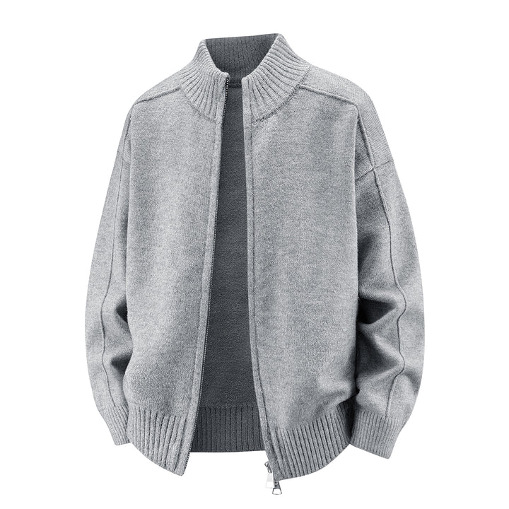 Herren Hochwertiger Strickjacke mit Stehkragen Drune