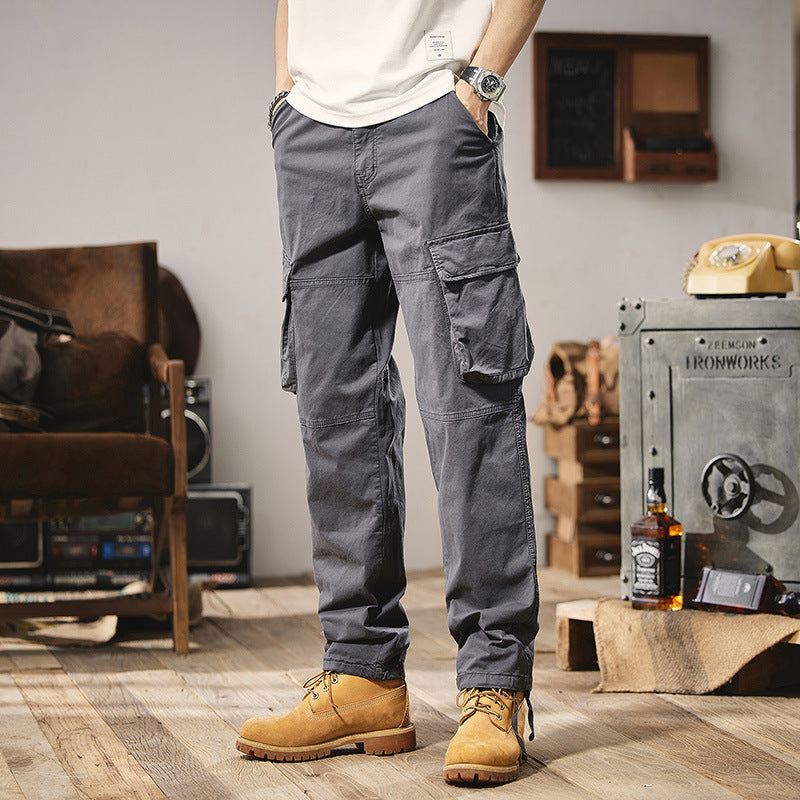 Herren Funktionale Cargo-Arbeitshose mit Kniepasse, Mehrfach‑Klappentaschen und Relaxed‑Straight‑Schnitt Drune