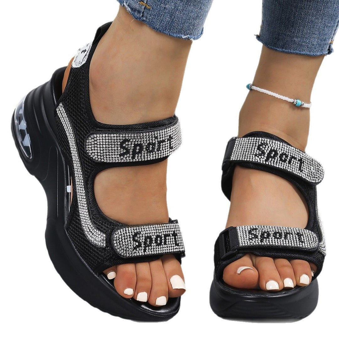 Damen Sportliche Sandalen mit funkelnden Applikationen und atmungsaktivem Obermaterial Drune