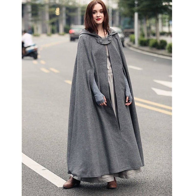 Damen elegante Kapuzenumhang mit verstellbarem Verschluss Drune