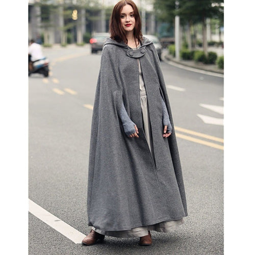 Damen elegante Kapuzenumhang mit verstellbarem Verschluss Drune