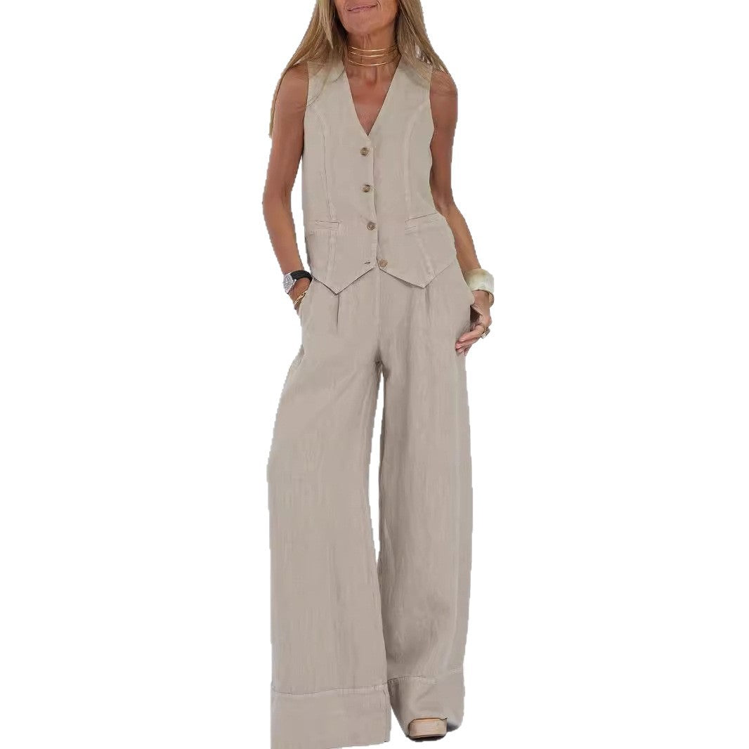 Damen Anzug mit weit geschnittenen Hosen und eleganter Weste Drune