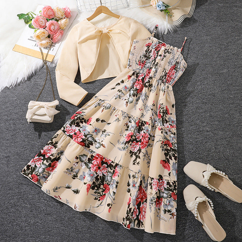 Mädchen Midi-Kleid mit schickem Rüschensaum und modischem Oberteil Drune