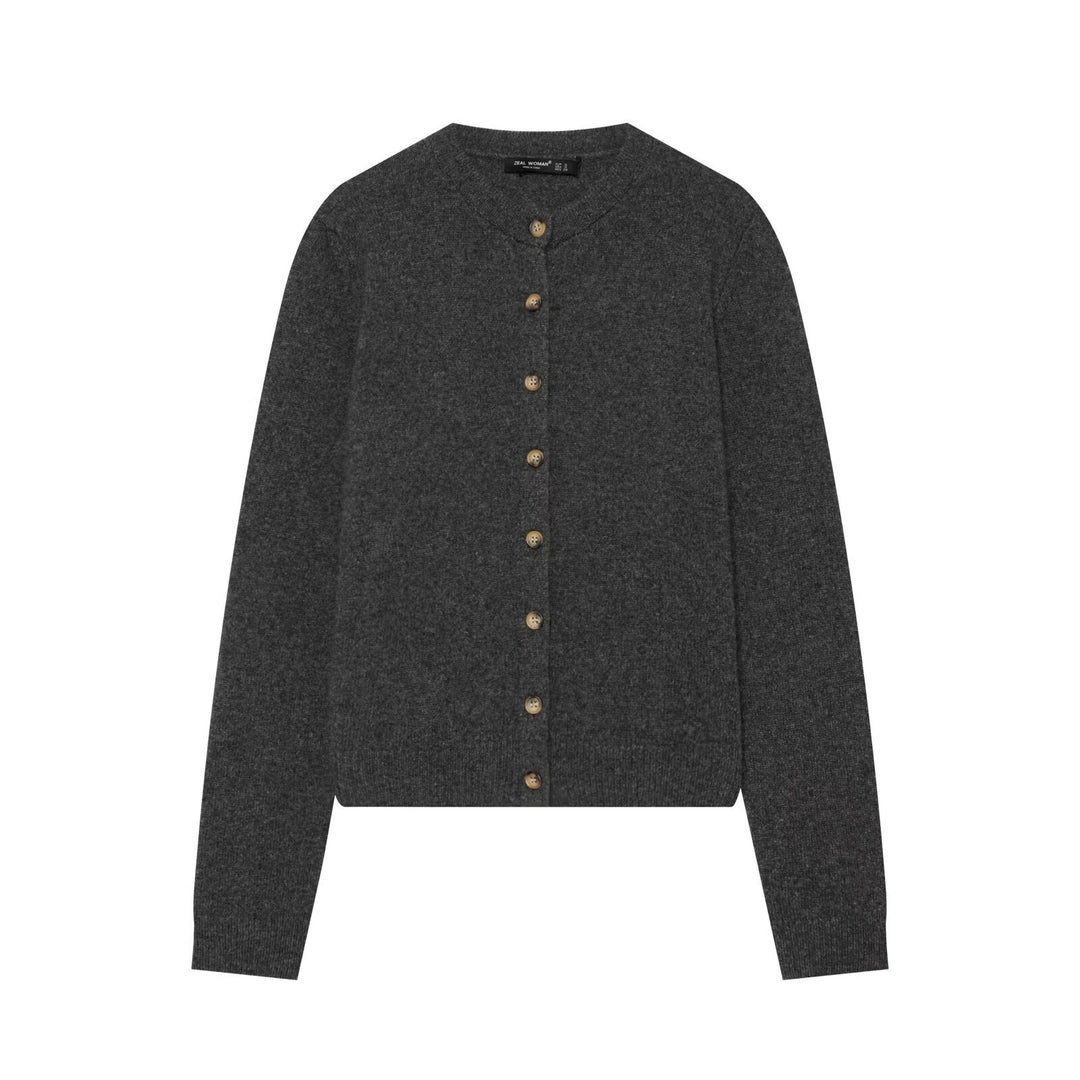 Damen Feinstrick-Cardigan mit Rundhalsausschnitt und durchgehender Knopfleiste Drune