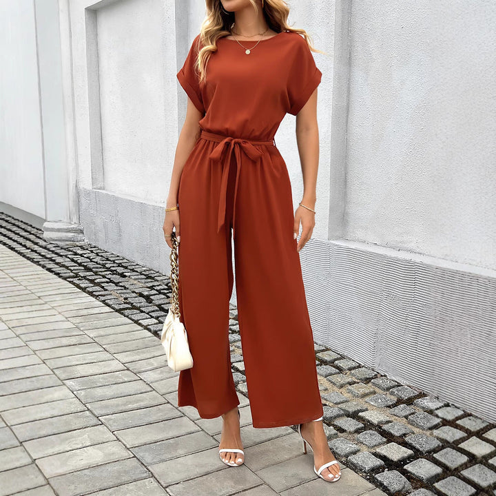 Damen Eleganter Jumpsuit mit Taillengürtel Drune