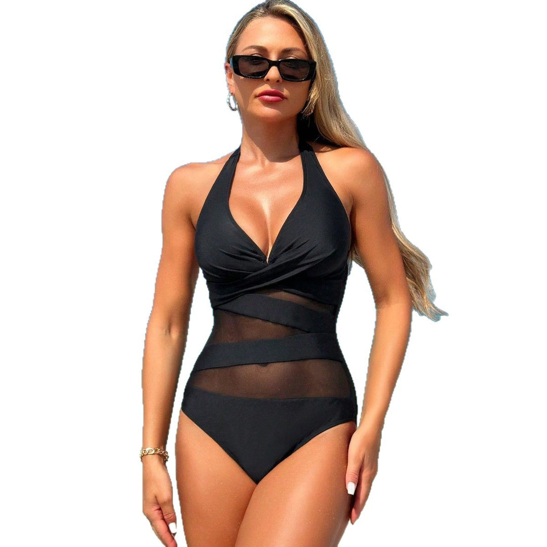 Damen Einteiliger Badeanzug mit eleganten transparenten Einsätzen Drune