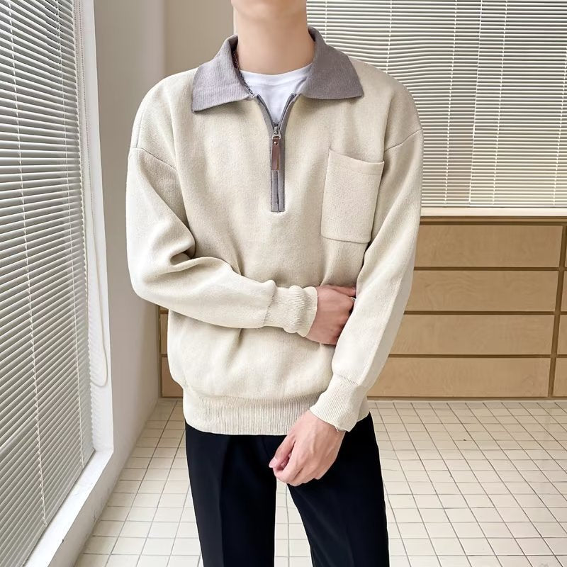 Herren Elegante Sweatjacke mit Stehkragen und Reißverschluss Drune