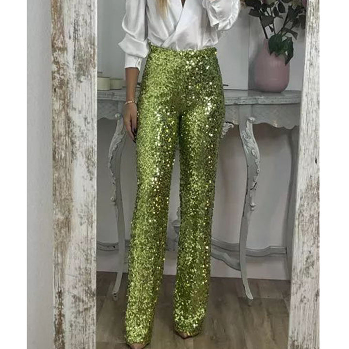 Damen Glitzernde Palazzohose mit hohem Bund und weitem Bein Drune