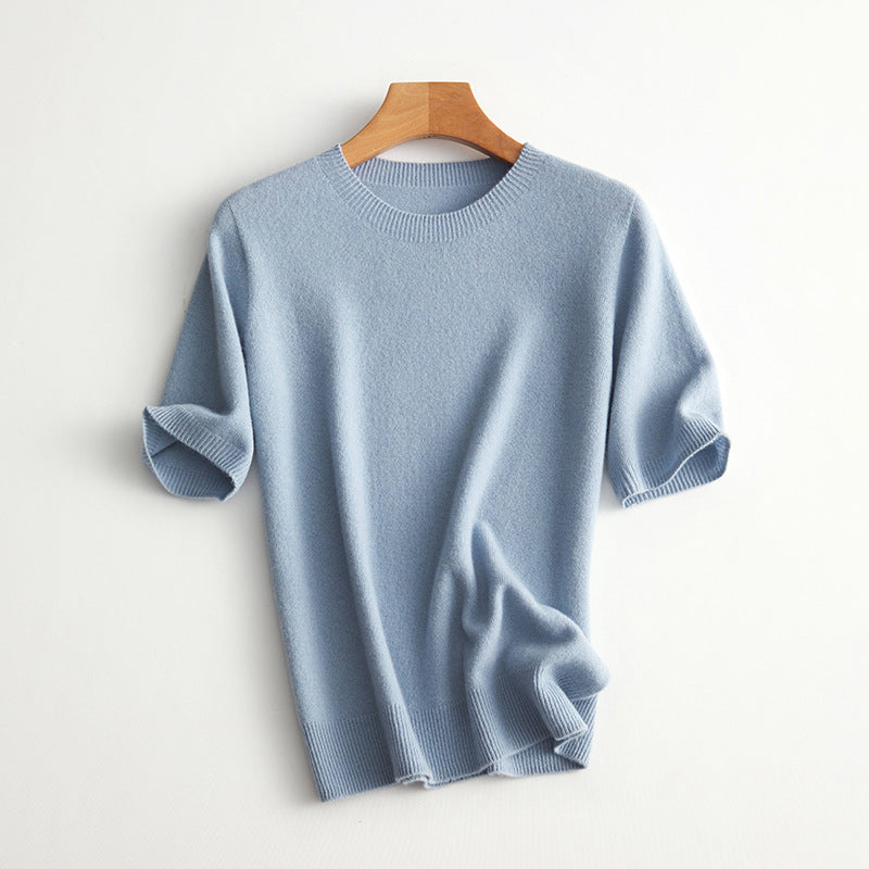 Damen Kurzarm Cashmere-Mix Pullover Drune