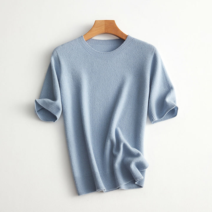 Damen Kurzarm Cashmere-Mix Pullover Drune