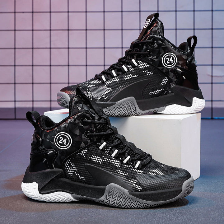 Herren Basketball-High-Top Sneaker mit geometrischem Struktur-Obermaterial und griffiger Herringbone-Sohle Drune