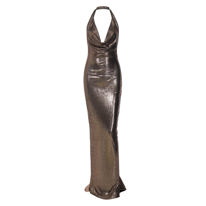 Damen Elegantes Wickelkleid mit tiefem V-Ausschnitt und schimmerndem Finish Drune